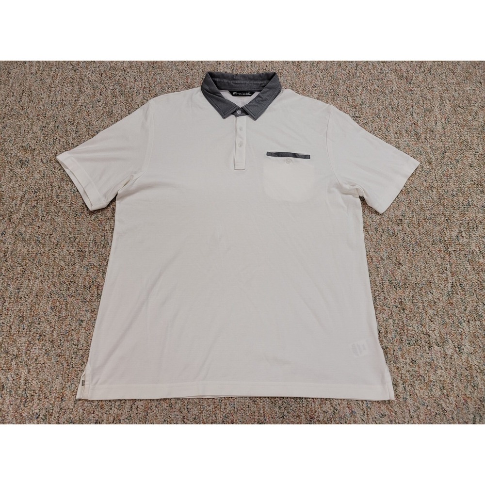 Travis Mathew White Polo with Black Collar
